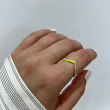 Load image into Gallery viewer, 14K Rose Gold Neon Yellow Enamel Diamond Band Ring
