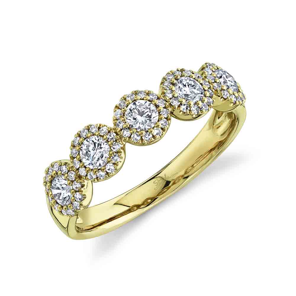 10K Yellow Gold Stackable Diamond Flower Ring