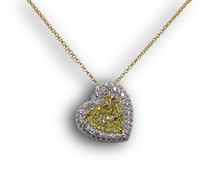 Load image into Gallery viewer, 18K White Gold Fancy Light Yellow Diamond Heart Pendant
