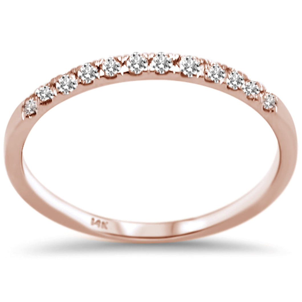 14K Rose Gold Round Diamond Wedding Band Anniversary Stackable Ring