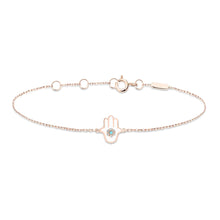 Load image into Gallery viewer, 14K Rose Gold White Hand Diamond Bracelet
