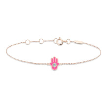 Load image into Gallery viewer, 14K Rose Gold Pink Hand Diamond Bracelet

