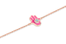 Load image into Gallery viewer, 14K Rose Gold Pink Hand Diamond Bracelet
