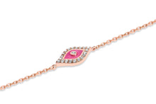 Load image into Gallery viewer, 14K Rose Gold Pink Eye Diamond Bracelet
