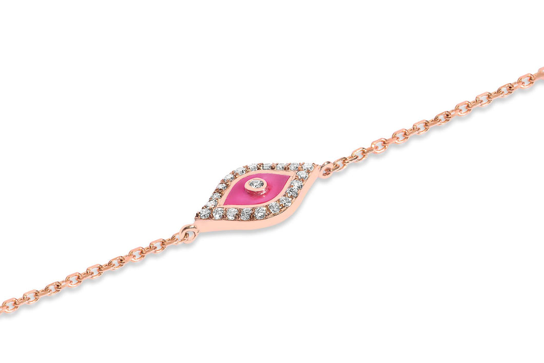 14K Rose Gold Pink Eye Diamond Bracelet