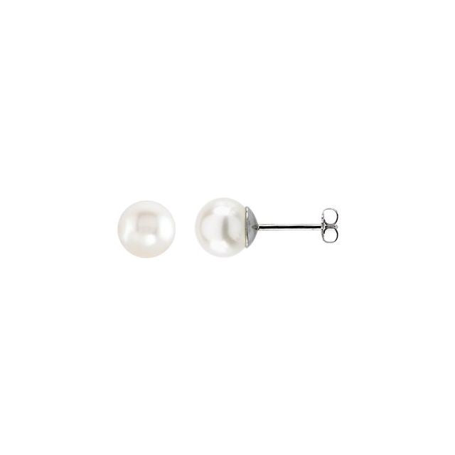 14k White Gold White Freshwater Pearl Earrings