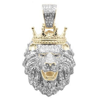10K Yellow Gold Diamond Lion King Iced Out Hip Hop  Charm Pendant