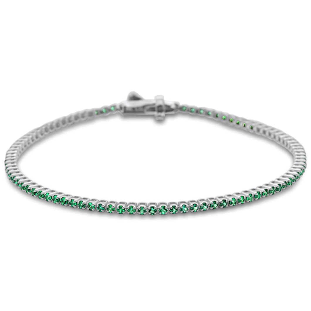 14K White Gold Natural Emerald Tennis Bracelet