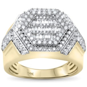14K Yellow Gold Diamond Men's Ring