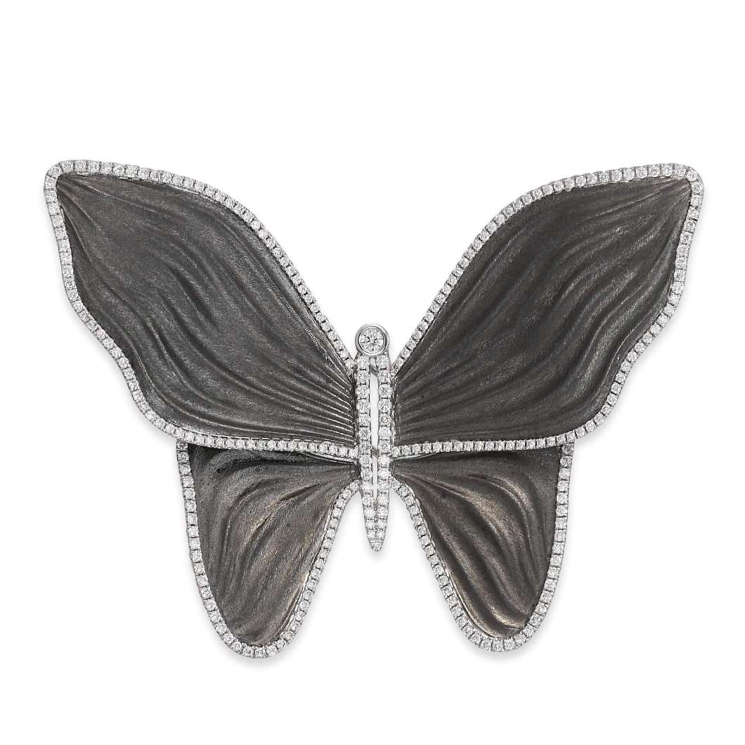 18k White Gold Diamond Butterfly Brooch