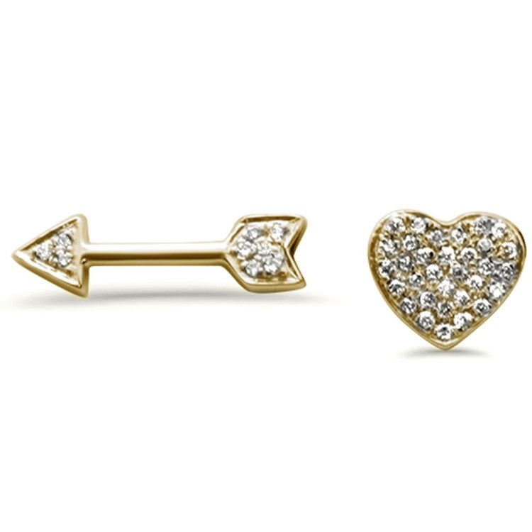 14K Yellow Gold Heart & Arrow Diamond Earrings