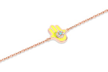 Load image into Gallery viewer, 14K Rose Gold Neon Yellow Hand Diamond Bracelet
