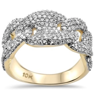 10K Yellow Gold Diamond Mariner Link Men's Ring