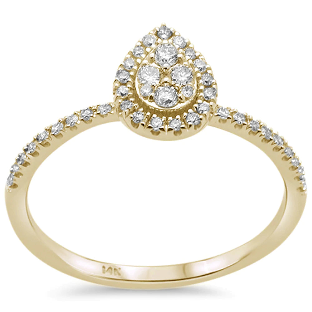 14KT Yellow Gold Diamond Pear Shape Solitaire Style Ring