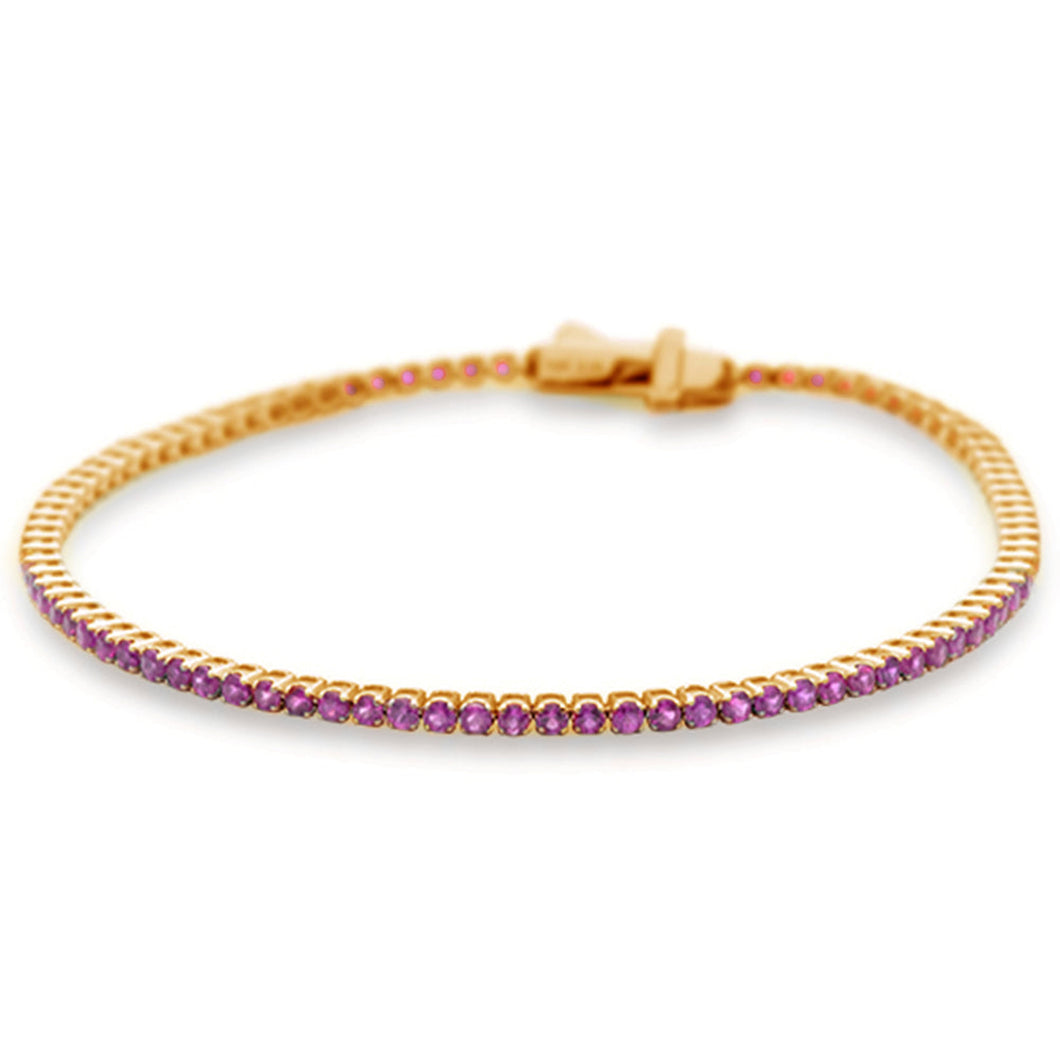 14k Rose Gold and Pink Sapphire Tennis Bracelet