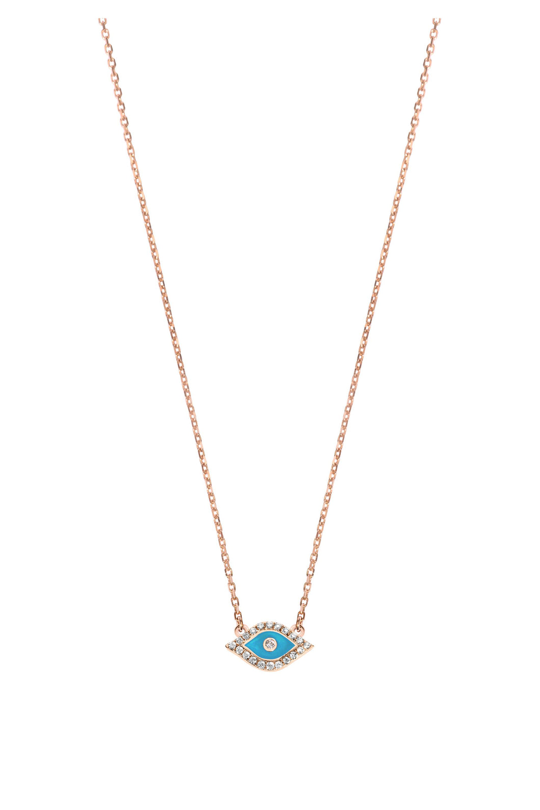 14K Rose Gold Blue Eye Diamond Necklace