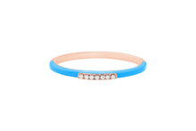 Load image into Gallery viewer, 14K Rose Gold Blue Enamel Diamond Band Ring
