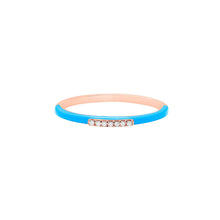 Load image into Gallery viewer, 14K Rose Gold Blue Enamel Diamond Band Ring
