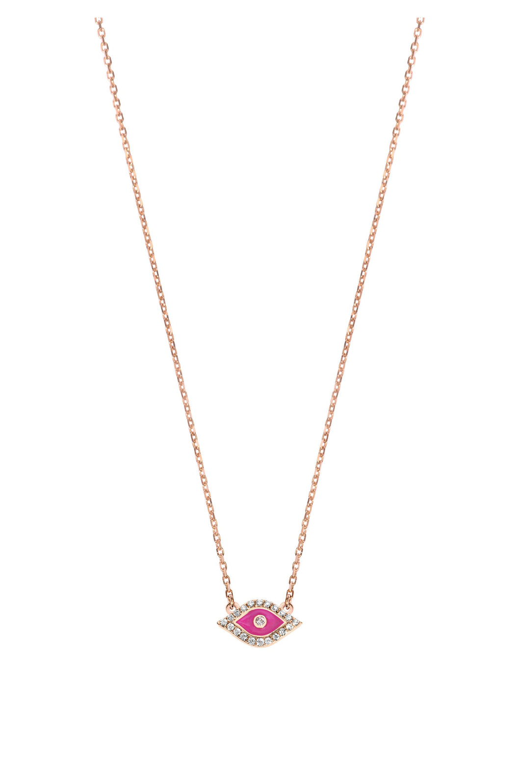 14K Rrose Gold Pink Eye Diamond Necklace