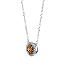 Load image into Gallery viewer, 18k White Gold Round Brown Diamond Pendant with 2 Sided Micro Pave Halo on a Diamond Chain
