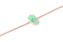 Load image into Gallery viewer, 14K Rose Gold Green Hand Diamond Bracelet
