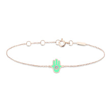 Load image into Gallery viewer, 14K Rose Gold Green Hand Diamond Bracelet
