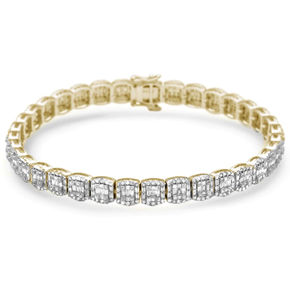 14K Yellow Gold Baguette & Round Diamond Bracelet 7