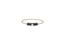 Load image into Gallery viewer, 14K Rose Gold Black Enamel Diamond Chain Ring
