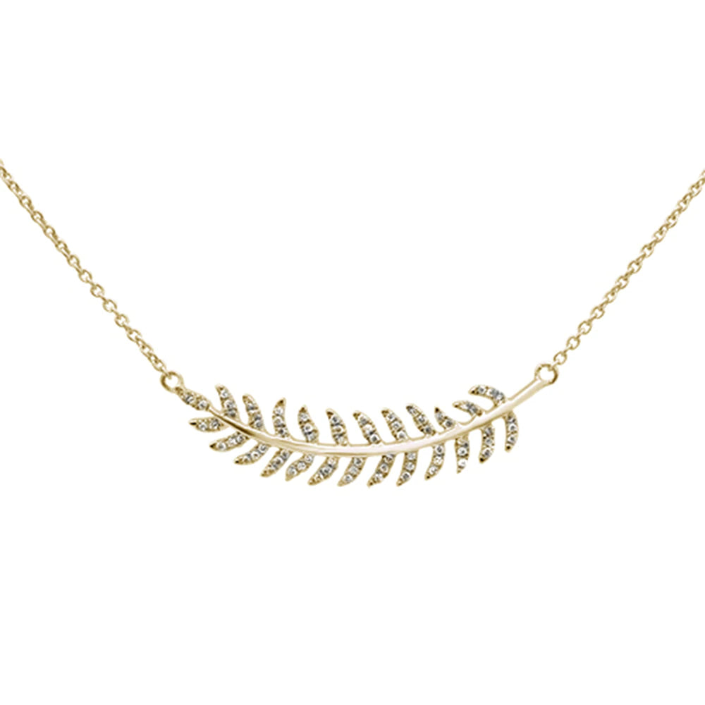 14kt Yellow Gold Olive Branch Diamond Pendant Necklace