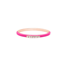 Load image into Gallery viewer, 14K Rose Gold Pink Enamel Diamond Band Ring

