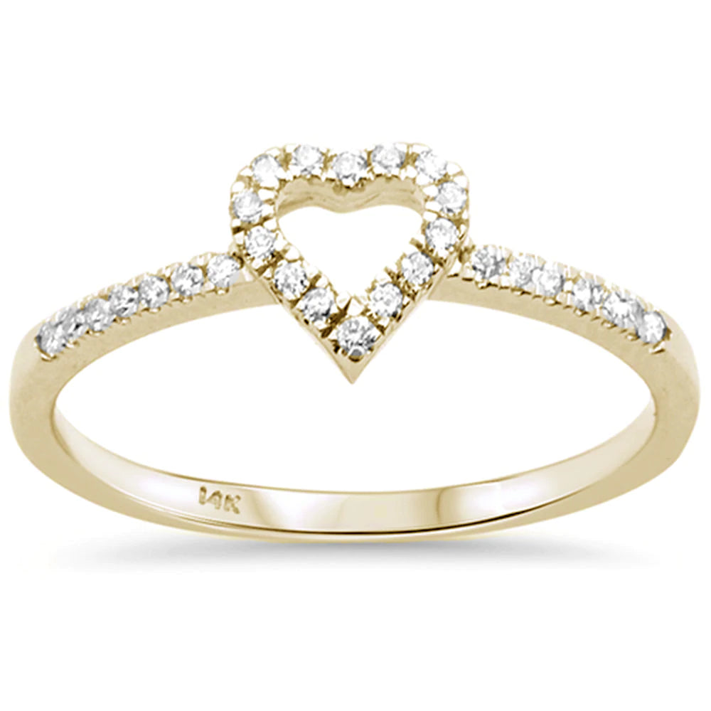 14K Yellow Gold Heart Shape Diamond Ring