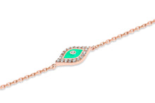 Load image into Gallery viewer, 14K Rose Gold Green Eye Diamond Bracelet
