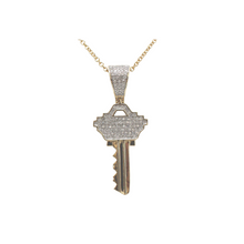 Load image into Gallery viewer, 14k Yellow Gold Diamond Key Charm Pendant
