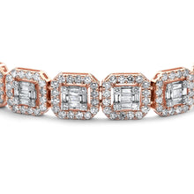 Load image into Gallery viewer, 14K Rose Gold 8&quot; Round &amp; Baguette Diamond Bracelet
