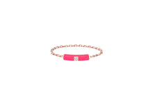 Load image into Gallery viewer, 14K Rose Gold Pink Enamel Diamond Chain Ring
