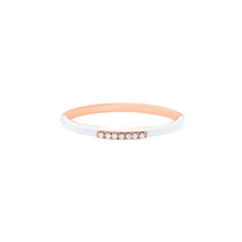 Load image into Gallery viewer, 14K Rose Gold White Enamel Diamond Band Ring

