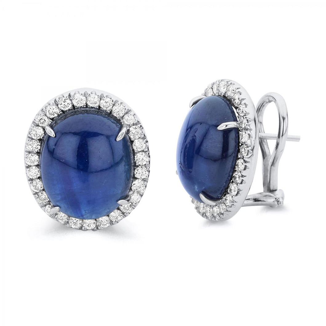 18K White Gold Blue Sapphire Earrings