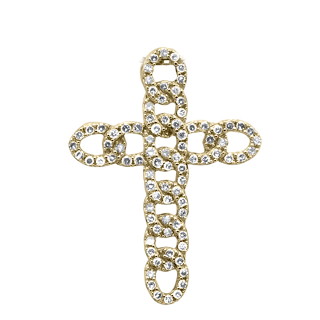 14K Yellow Gold Diamond Cuban Cross Pendant
