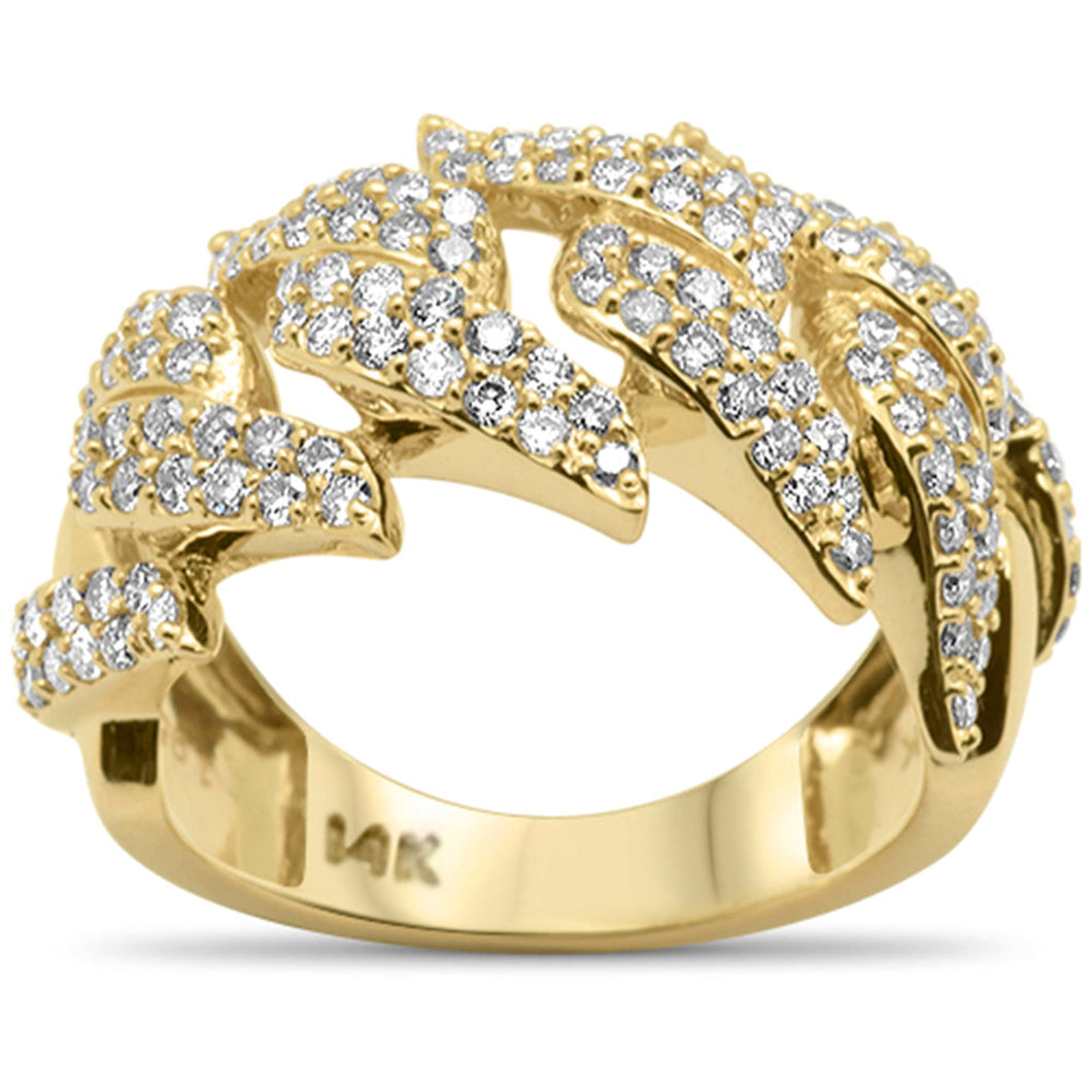 14K Yellow Gold Diamond Cuban Link Ring