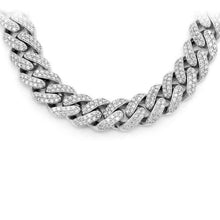 Load image into Gallery viewer, 14K White Gold Diamond Round Cuban Necklace 16&quot;
