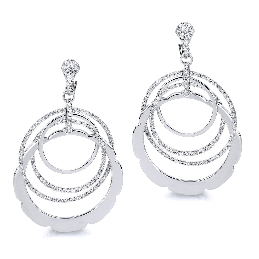 18k White Gold Loop Diamond Loop Earrings