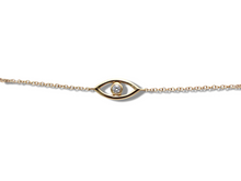 Load image into Gallery viewer, 14K Yellow Gold Diamond Bezel Eye Bracelet
