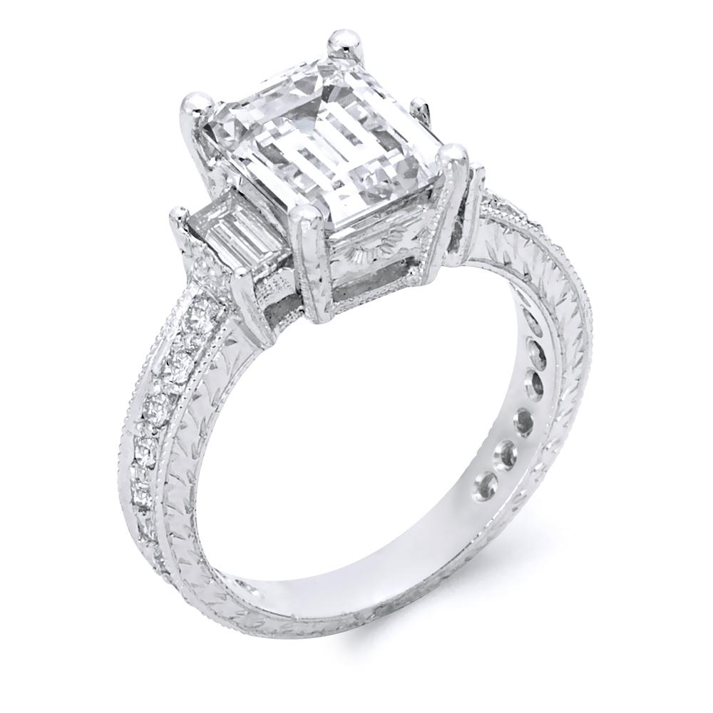 Platinum Emerald Diamond Engagement ring