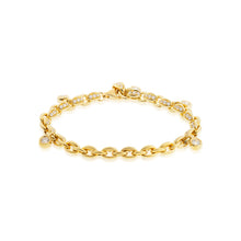 Load image into Gallery viewer, 18k Yellow Gold Diamond Link Dangle  Bracelet

