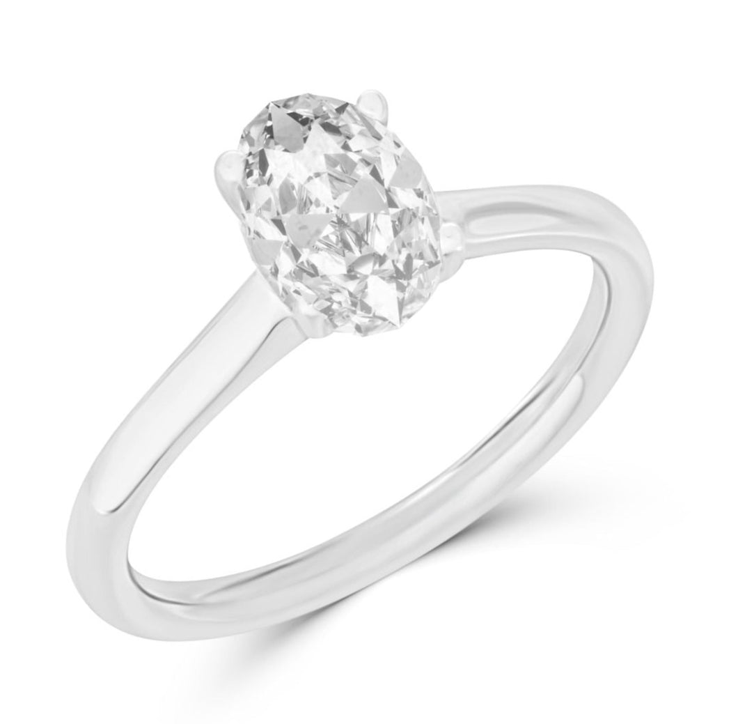 14K White Gold .50 Carat Oval Diamond Solitaire Ring