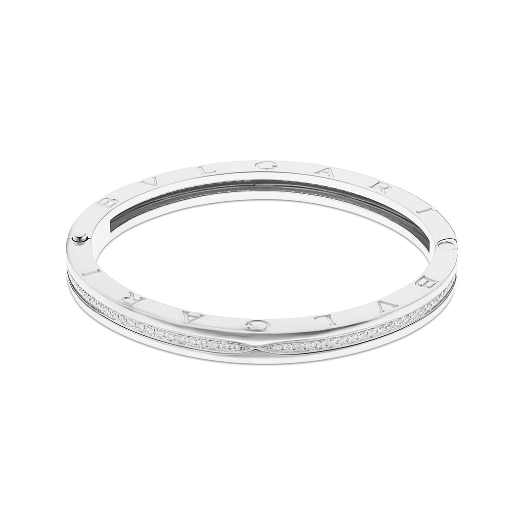 Pre-Owned Bvlgari 18K White Gold Oval Bangle