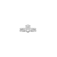 Load image into Gallery viewer, 18K White Gold Oval Diamond Ring Small Wire Micro Pave 2-Piece Set
