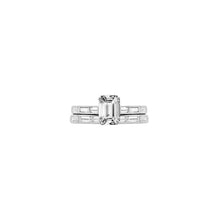 Load image into Gallery viewer, 18K White Gold Emerald Diamond Ring Small Channel Baguette 2-Piece Set

