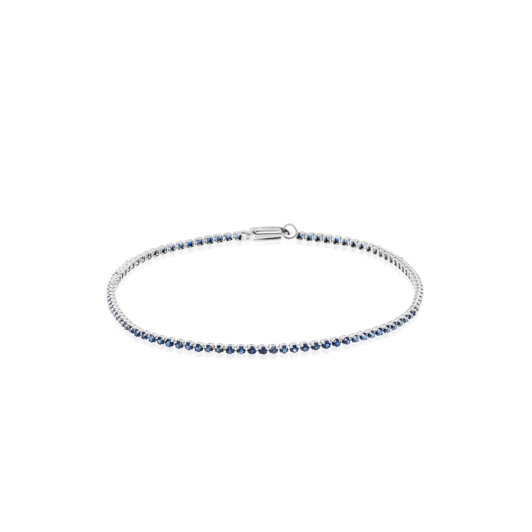 14K White Gold Blue Sapphire Micro-Tennis Bracelet