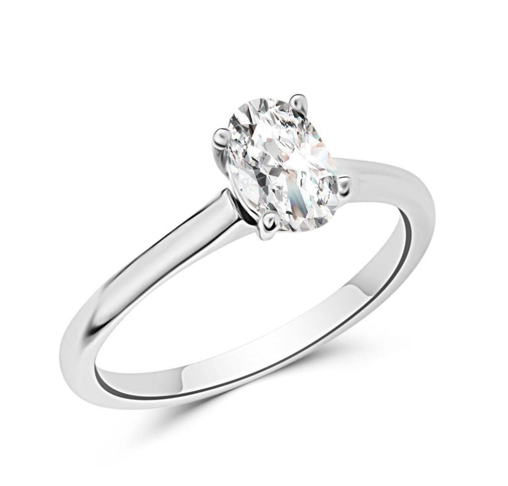 14K White Gold .70 Carat Oval Diamond Solitaire Ring